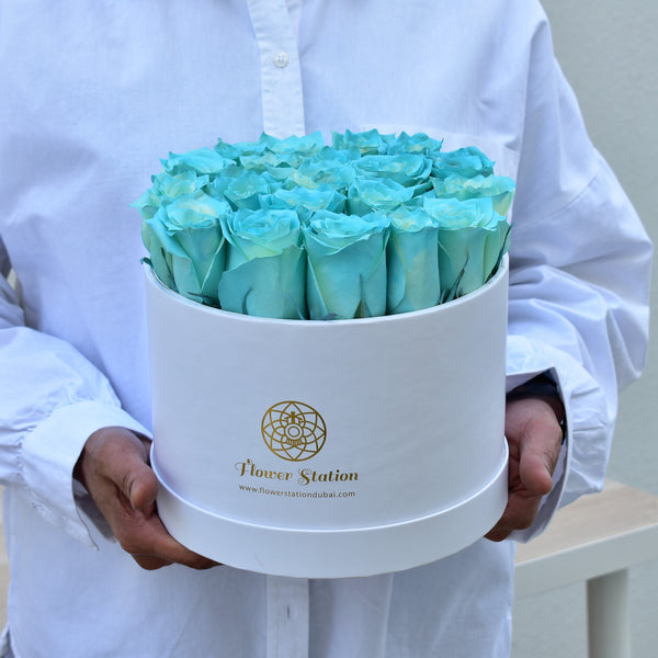 Tiffany Blue Rose in Box Rose Box Dubai Flower Station