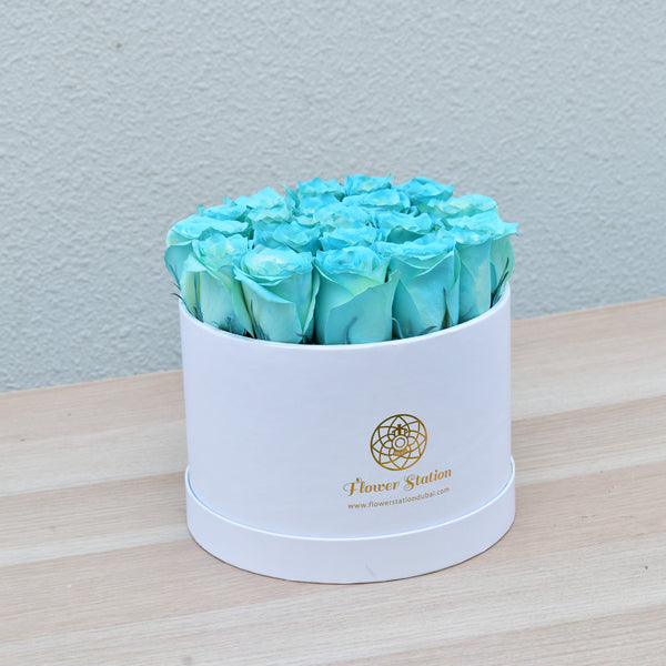 Tiffany Blue Rose in Box Rose Box Dubai Flower Station