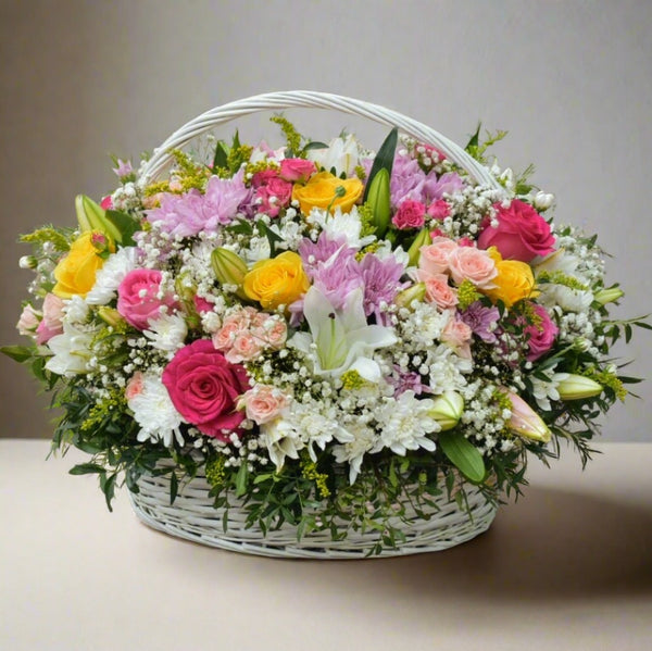Send Flower Basket Vibrant Flower Colors Flower Station