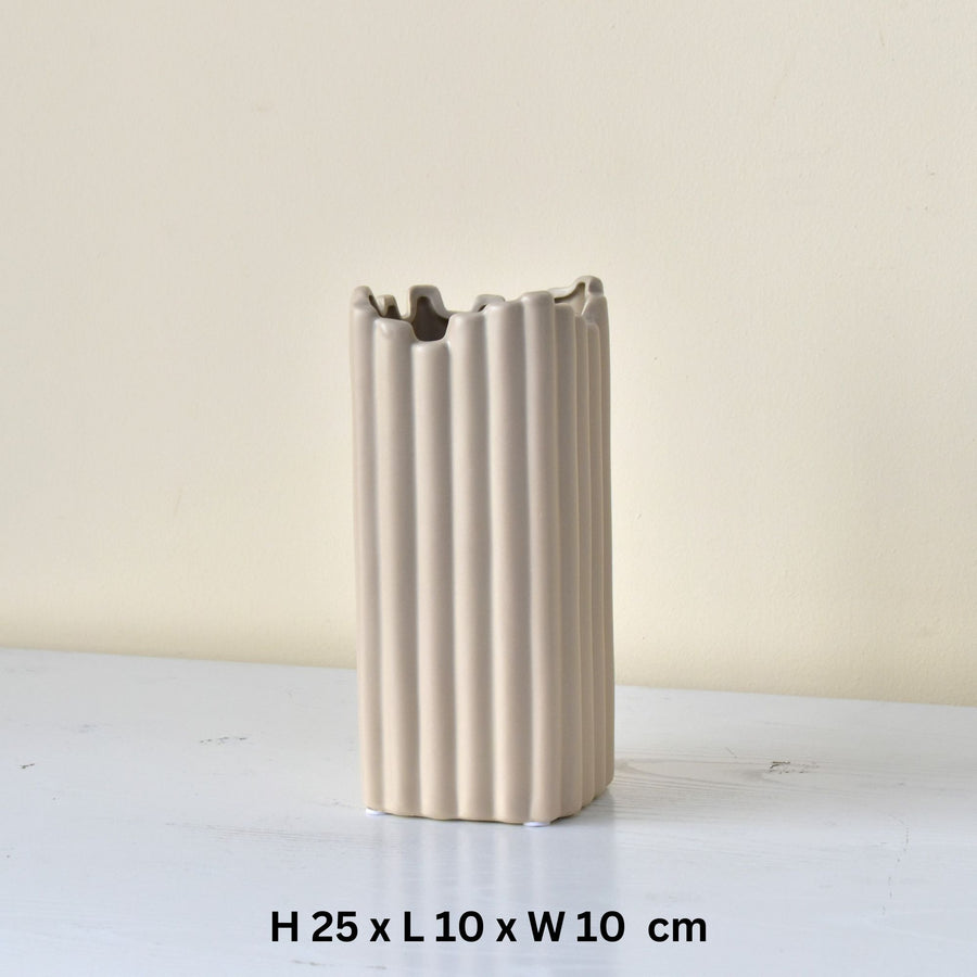 Ceramic Vase - Khaki - Flower Station Dubai