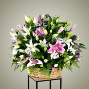 grand lily basket arrangement