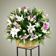 grand lily basket arrangement