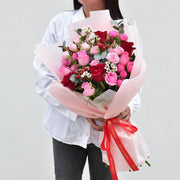 Red Pink Mixed Bouquet | Size : Standard