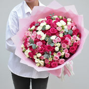 White Pink Purple Mixed Bouquet | Size : X-large