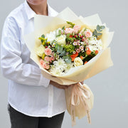 White & Orange Mixed Bouquet | Size : Standard
