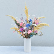 dried flowers vase - sola rose, pampas