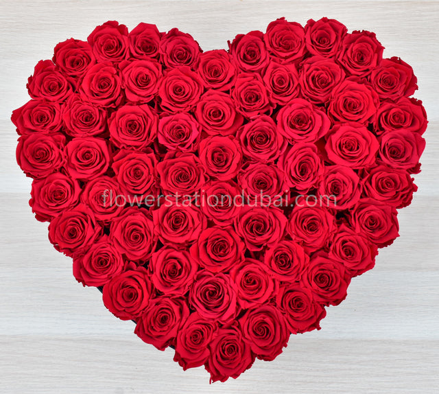 forever roses in heart box