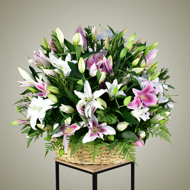 grand lily basket arrangement
