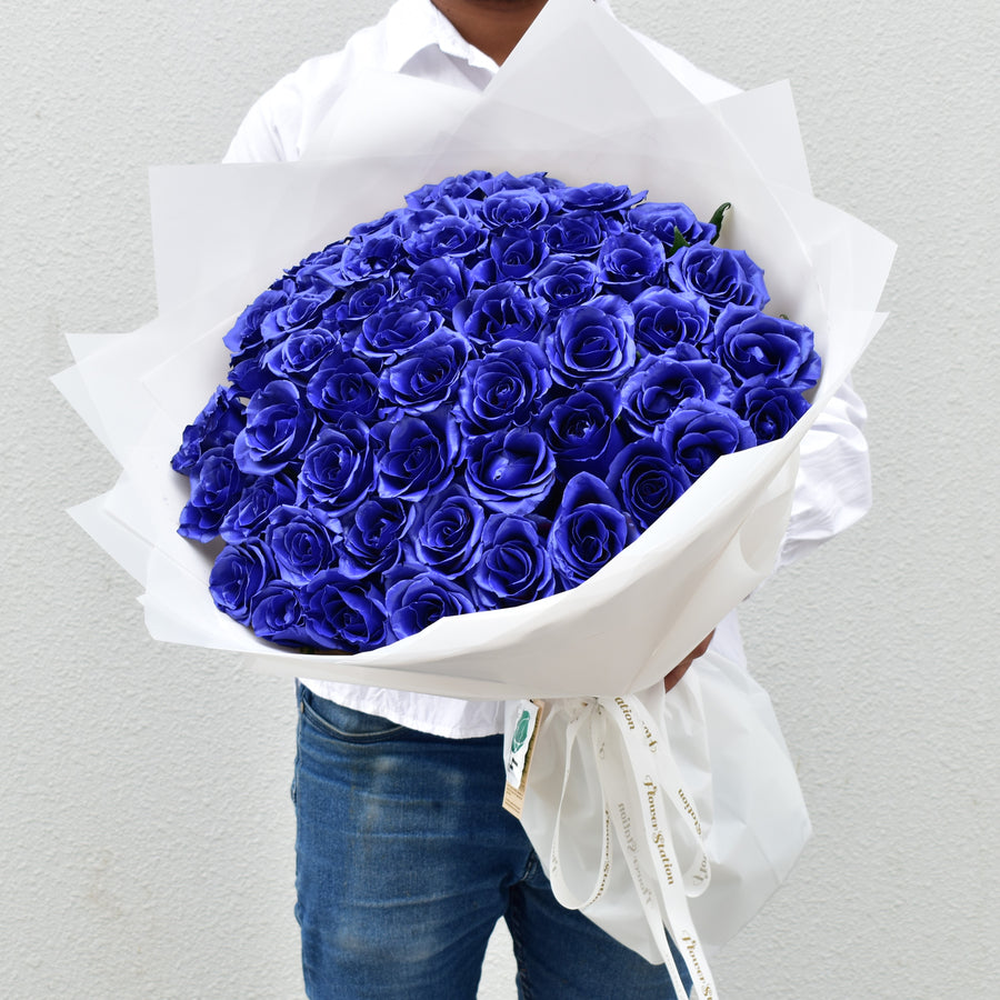 Navy Blue - Rose Bouquet - Flower Station Dubai