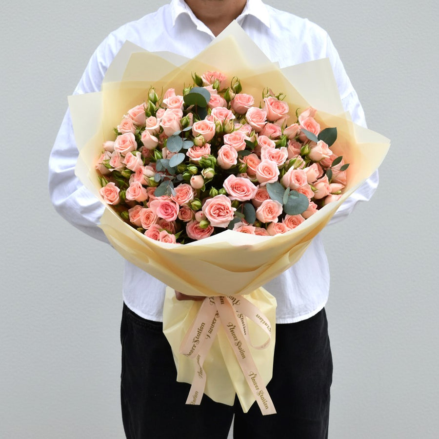Peach Baby Rose Bouquet | Size : 20 Stems