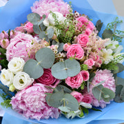 peony, rose, alstomeria, astilbe in bouquet - flower station dubai