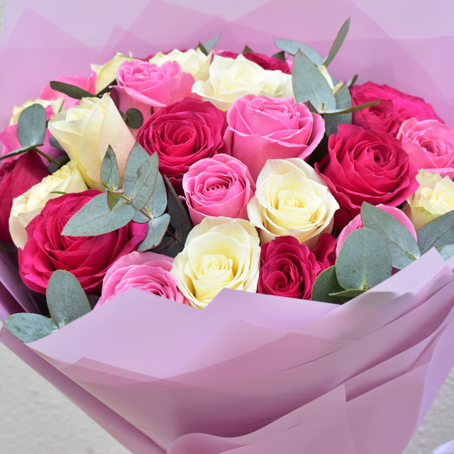 whtie, pink and fuchsia roses - Flower Delivery Dubai