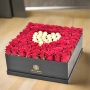 premium red roses square box 
