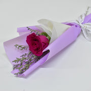 Single Rose Bouquet - Fuchsia
