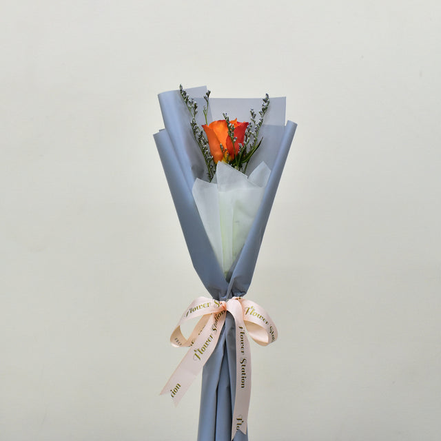 Single Rose Bouquet - Orange