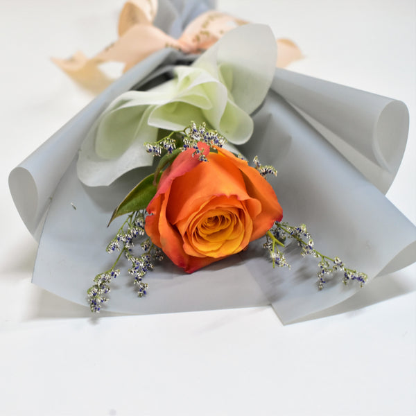 Single Rose Bouquet - Orange