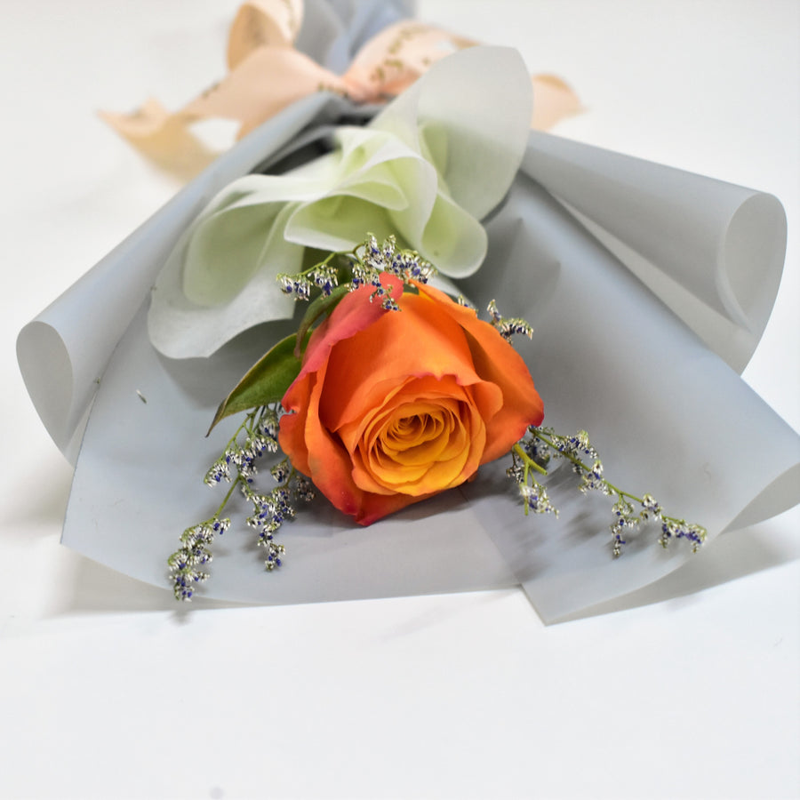 Single Rose Bouquet - Orange