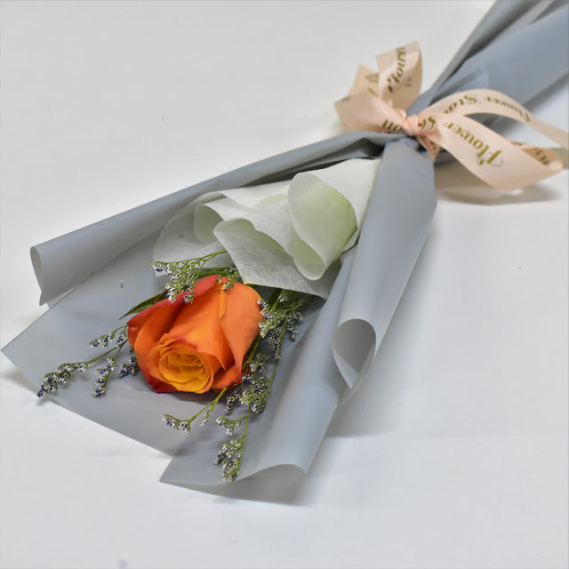 Single Rose Bouquet - Orange