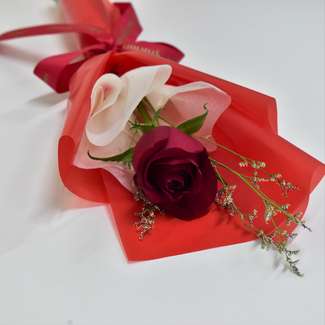 Single Rose Bouquet - Red