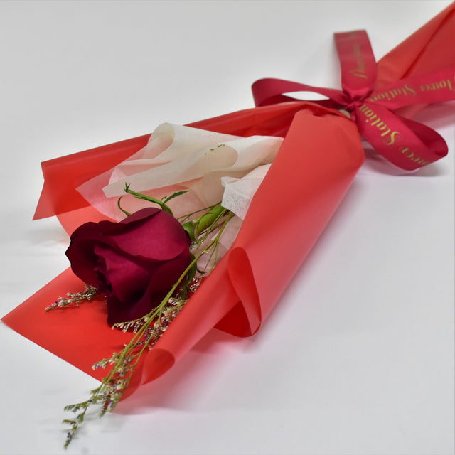 Single Rose Bouquet - Red