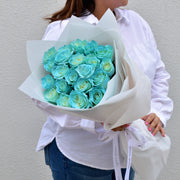 tiffany blue roses in bouquet - flower delivery dubai