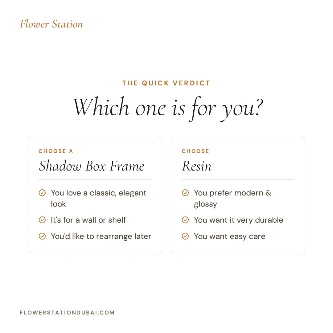 Quick guide on when to choose a shadow box frame or resin